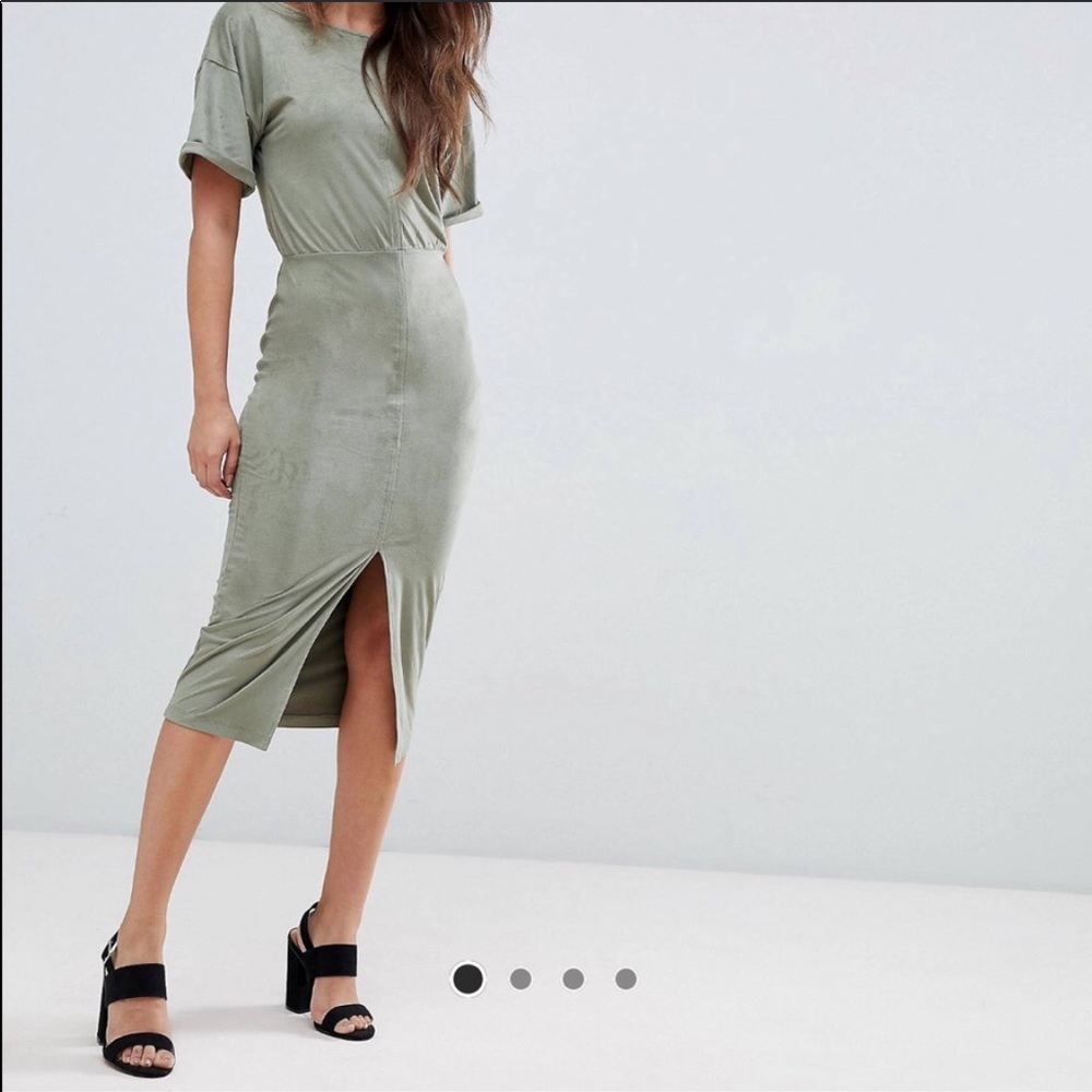 ASOS Sage Suede Slit Front Wriggle Midi